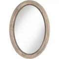 Noble Park Zahra Oval Vanity Decorative Wall Mirror Rustic Farmhouse Beaded Trim Natural Wood Frame 23 1/2 Wide for Bathroom Bedroom Living Room Home