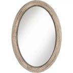 Noble Park Zahra Oval Vanity Decorative Wall Mirror Rustic Farmhouse Beaded Trim Natural Wood Frame 23 1/2 Wide for Bathroom Bedroom Living Room Home