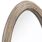 Noble Park Zahra Oval Vanity Decorative Wall Mirror Rustic Farmhouse Beaded Trim Natural Wood Frame 23 1/2 Wide for Bathroom Bedroom Living Room Home