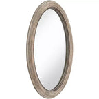 Noble Park Zahra Oval Vanity Decorative Wall Mirror Rustic Farmhouse Beaded Trim Natural Wood Frame 23 1/2 Wide for Bathroom Bedroom Living Room Home