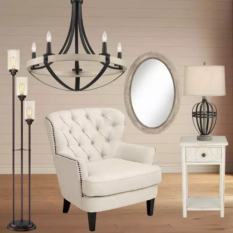 Noble Park Zahra Oval Vanity Decorative Wall Mirror Rustic Farmhouse Beaded Trim Natural Wood Frame 23 1/2 Wide for Bathroom Bedroom Living Room Home