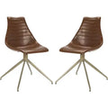 Lynette Swivel Chair - Set of 2 - ACH7006 - Light Brown/Brass - Safavieh