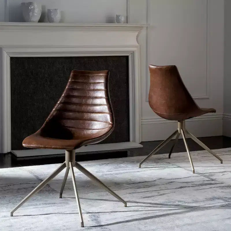 Fauteuil pivotant Lynette - Lot de 2 - ACH7006 - Marron clair/Laiton - Safavieh