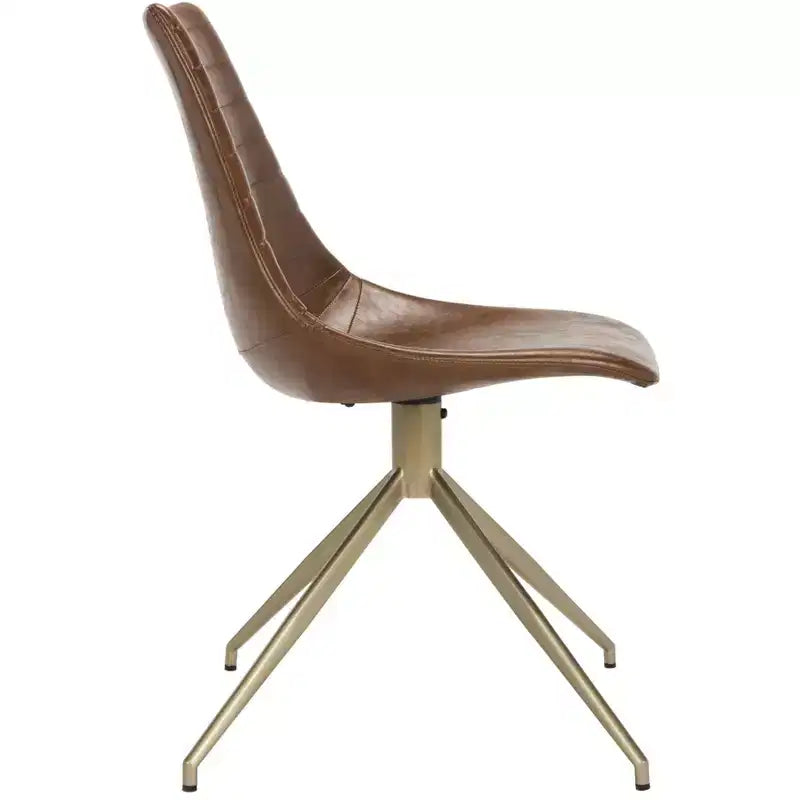 Fauteuil pivotant Lynette - Lot de 2 - ACH7006 - Marron clair/Laiton - Safavieh