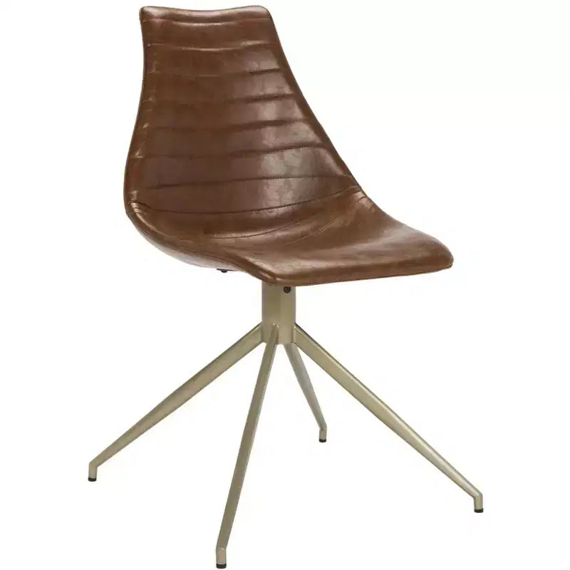 Fauteuil pivotant Lynette - Lot de 2 - ACH7006 - Marron clair/Laiton - Safavieh