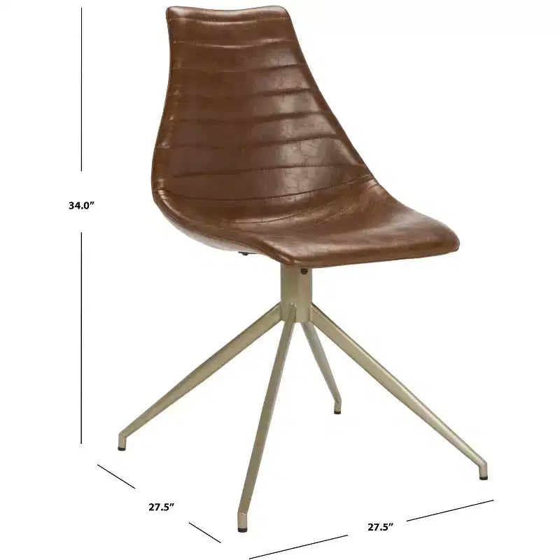 Fauteuil pivotant Lynette - Lot de 2 - ACH7006 - Marron clair/Laiton - Safavieh