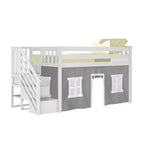 Max & Lily Twin Low Loft with Stairs and Curtains