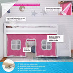 Max & Lily Twin Low Loft with Stairs and Curtains