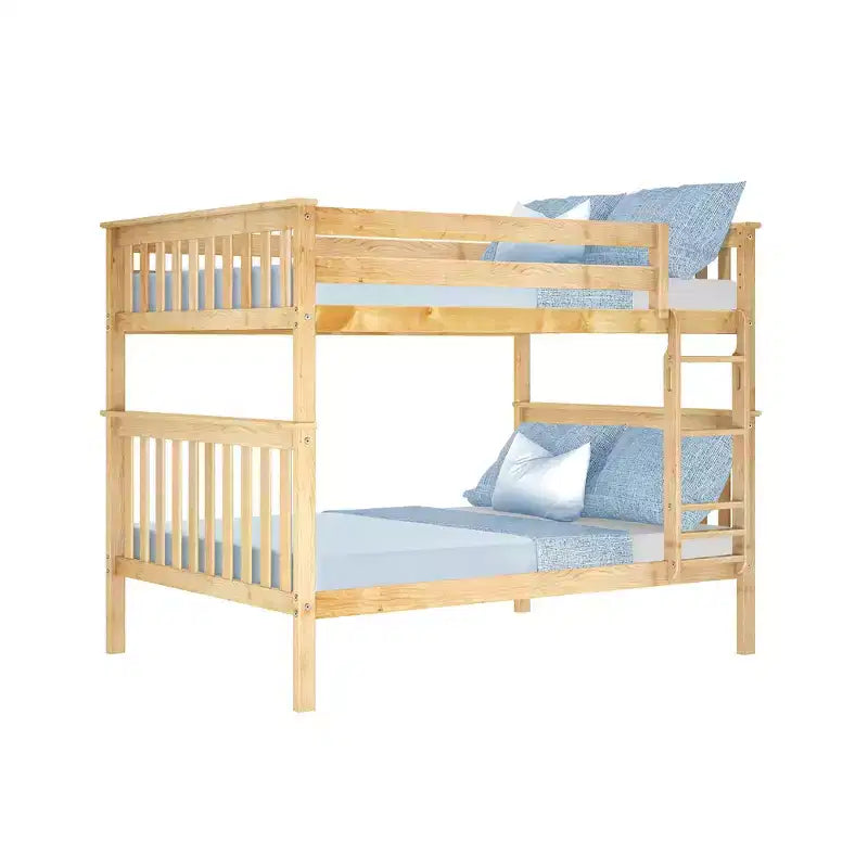 Lit superposé double au-dessus double Max & Lily pour enfants, lit plateforme en bois massif, sommier tapissier non requis