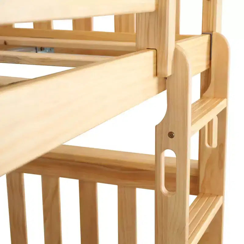 Lit superposé double au-dessus double Max & Lily pour enfants, lit plateforme en bois massif, sommier tapissier non requis
