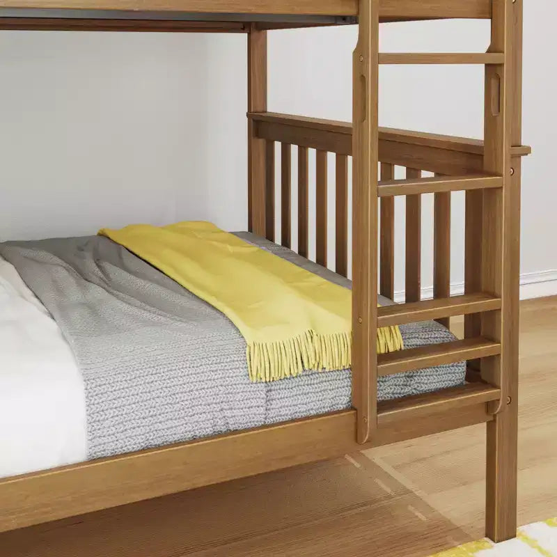 Lit superposé double au-dessus double Max & Lily pour enfants, lit plateforme en bois massif, sommier tapissier non requis