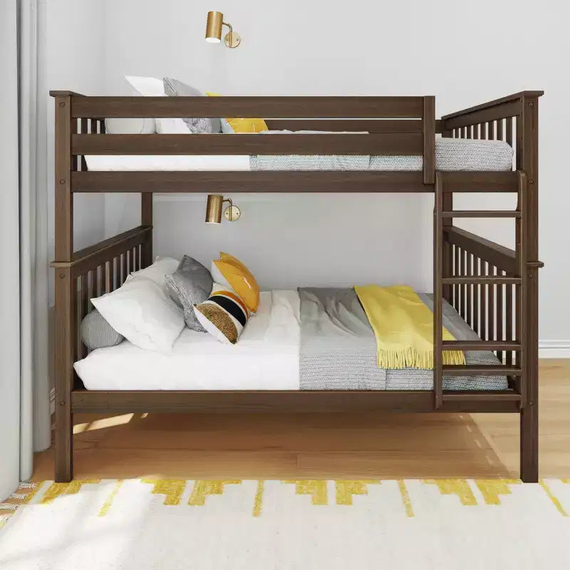 Lit superposé double au-dessus double Max & Lily pour enfants, lit plateforme en bois massif, sommier tapissier non requis