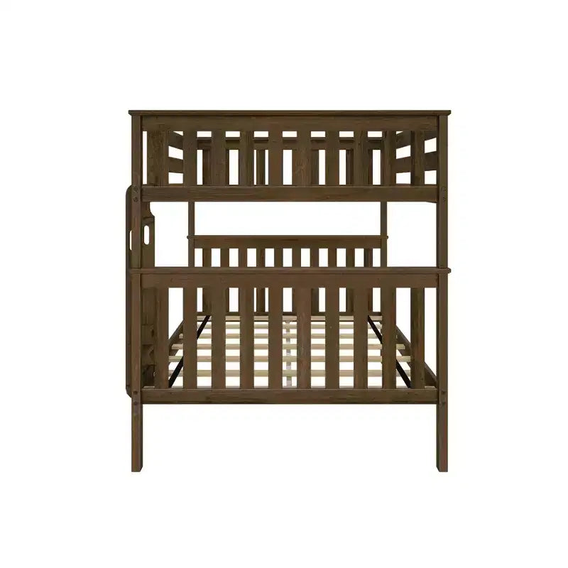 Lit superposé double au-dessus double Max & Lily pour enfants, lit plateforme en bois massif, sommier tapissier non requis