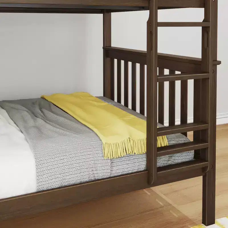 Lit superposé double au-dessus double Max & Lily pour enfants, lit plateforme en bois massif, sommier tapissier non requis