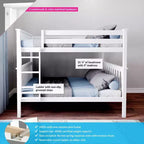Lit superposé double au-dessus double Max & Lily pour enfants, lit plateforme en bois massif, sommier tapissier non requis
