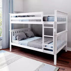 Lit superposé double au-dessus double Max & Lily pour enfants, lit plateforme en bois massif, sommier tapissier non requis