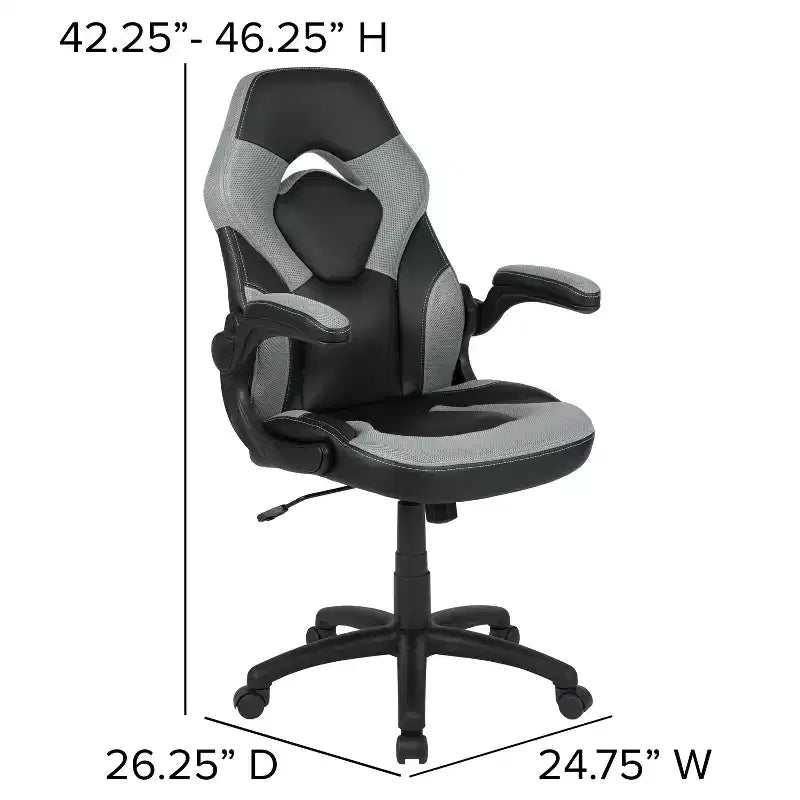 Fauteuil de bureau ergonomique pivotant réglable Flash Furniture X10 pour gamer avec accoudoirs relevables