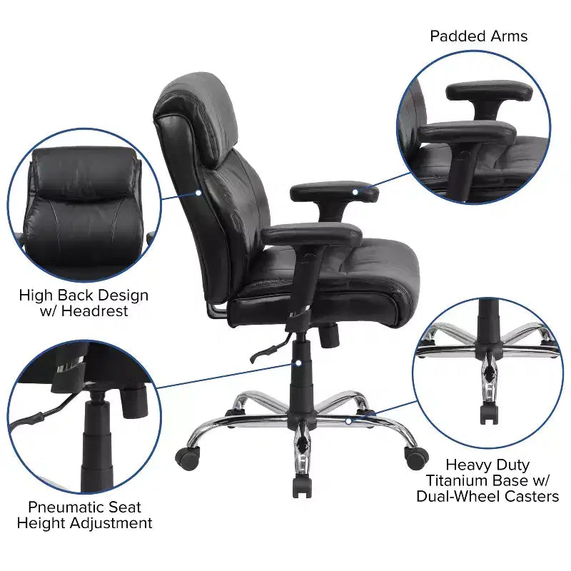 Flash Furniture HERCULES Series Big & Tall 400 lb. Rated Swivel Ergonomic Task Office Chair with Clean Line Stitching and Adjustable Arms