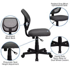 Flash Furniture Low Back Mesh Swivel Task Office Chair with Curved Square Back