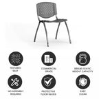 Flash Furniture HERCULES Series 880 lb. Capacity Plastic Stack Chair with Powder Coated Frame