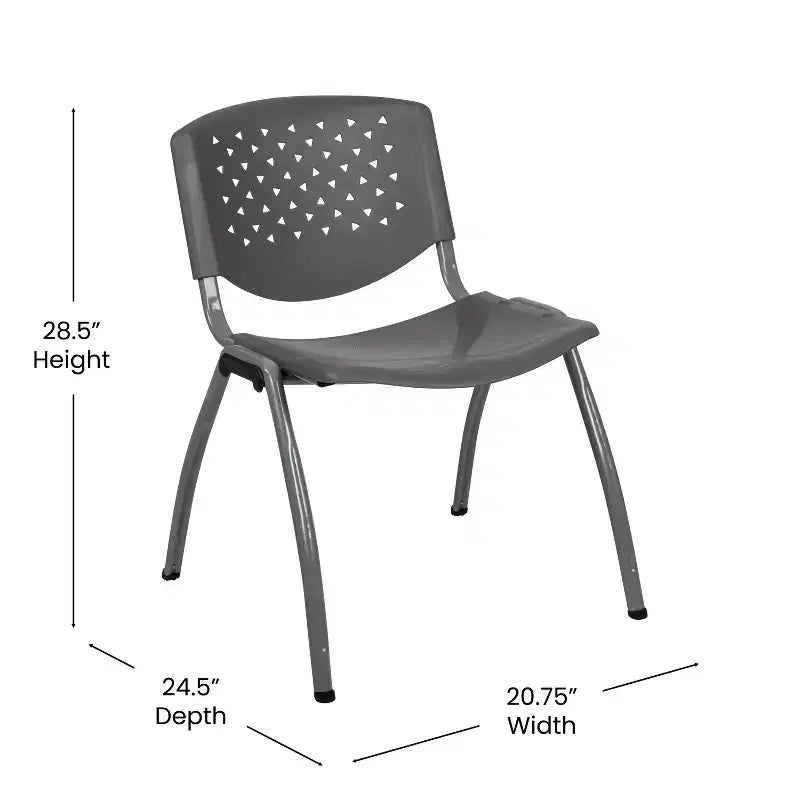 Flash Furniture HERCULES Series 880 lb. Capacity Plastic Stack Chair with Powder Coated Frame
