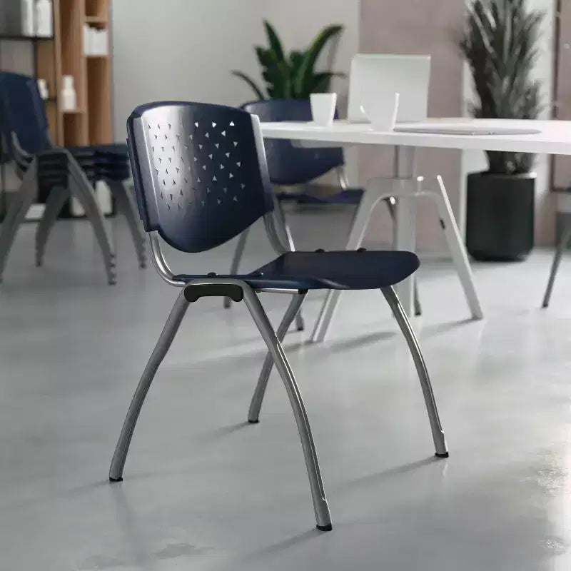 Flash Furniture HERCULES Series 880 lb. Capacity Plastic Stack Chair with Powder Coated Frame