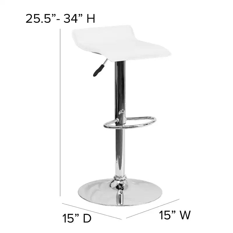Tabouret de bar contemporain Flash Furniture réglable en hauteur en vinyle avec siège vague solide et base chromée