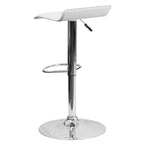 Tabouret de bar contemporain Flash Furniture réglable en hauteur en vinyle avec siège vague solide et base chromée