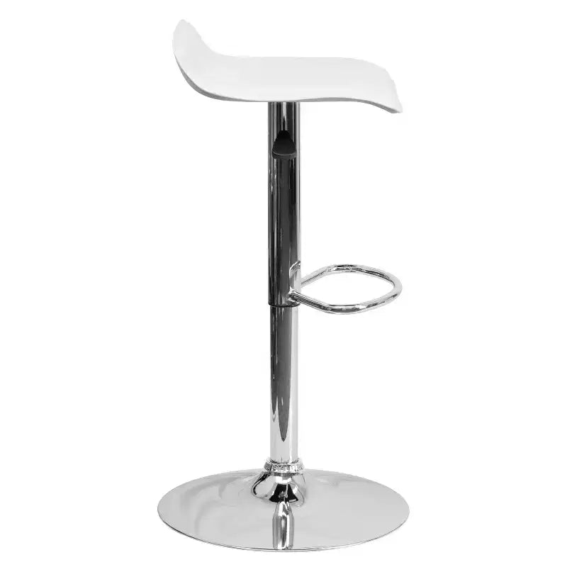 Tabouret de bar contemporain Flash Furniture réglable en hauteur en vinyle avec siège vague solide et base chromée
