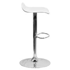 Tabouret de bar contemporain Flash Furniture réglable en hauteur en vinyle avec siège vague solide et base chromée