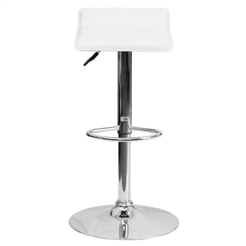 Tabouret de bar contemporain Flash Furniture réglable en hauteur en vinyle avec siège vague solide et base chromée