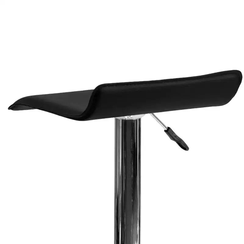 Tabouret de bar contemporain Flash Furniture réglable en hauteur en vinyle avec siège vague solide et base chromée