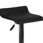 Tabouret de bar contemporain Flash Furniture réglable en hauteur en vinyle avec siège vague solide et base chromée
