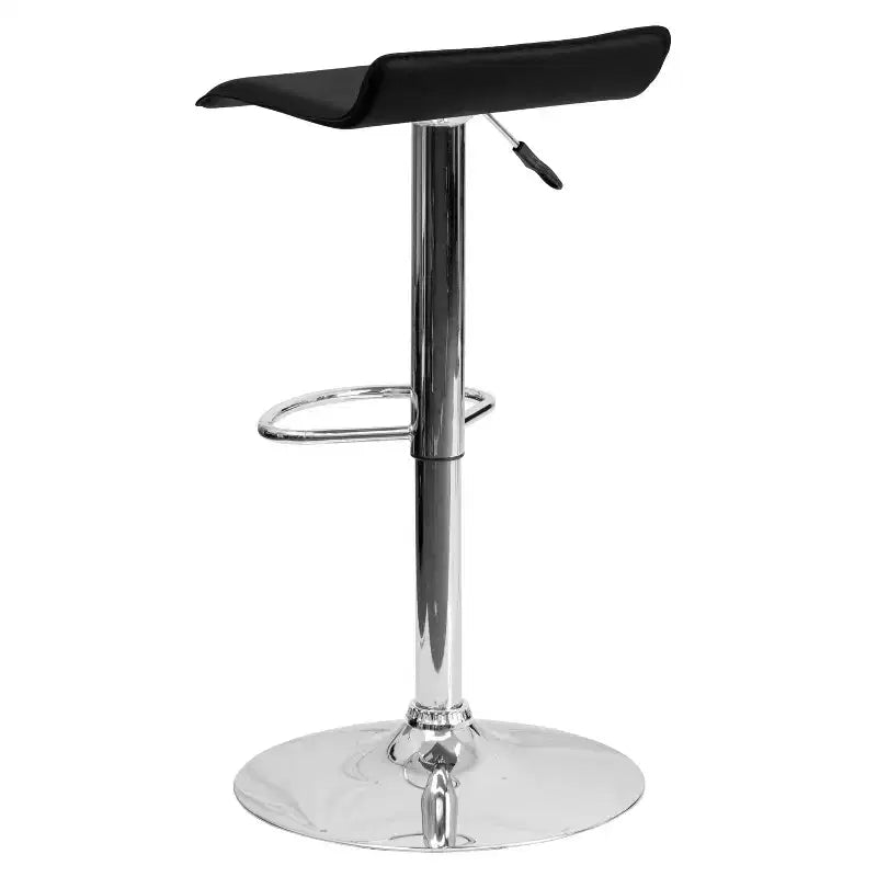 Tabouret de bar contemporain Flash Furniture réglable en hauteur en vinyle avec siège vague solide et base chromée
