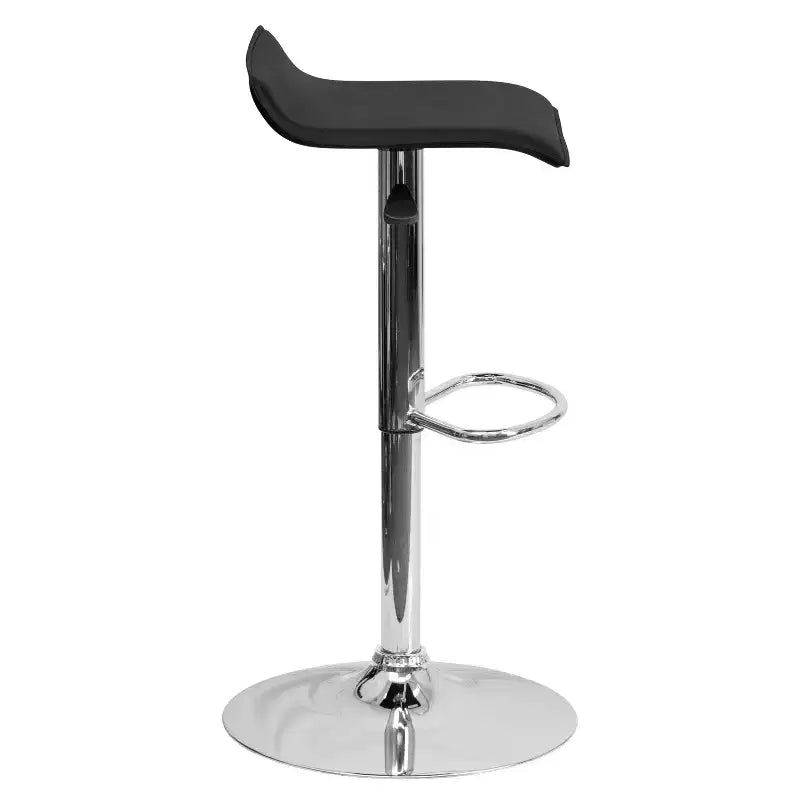 Tabouret de bar contemporain Flash Furniture réglable en hauteur en vinyle avec siège vague solide et base chromée