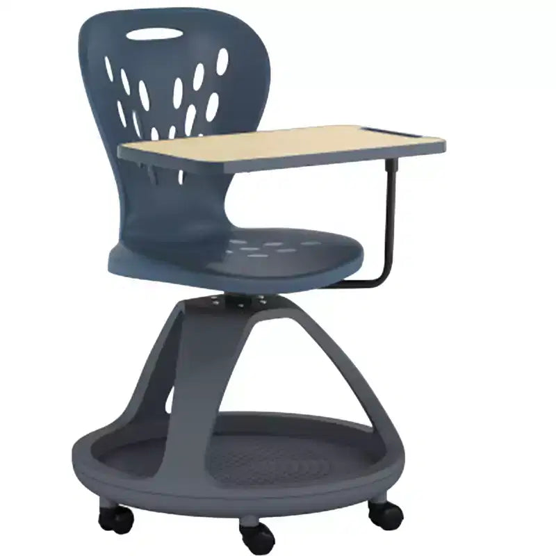 Flash Furniture Laikyn Dark Gray Mobile Desk Chair with 360 Degree Tablet Rotation and Under Seat Storage Cubby