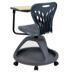 Flash Furniture Laikyn Chaise de bureau mobile gris foncé avec rotation de tablette à 360 degrés et rangement sous l'assise