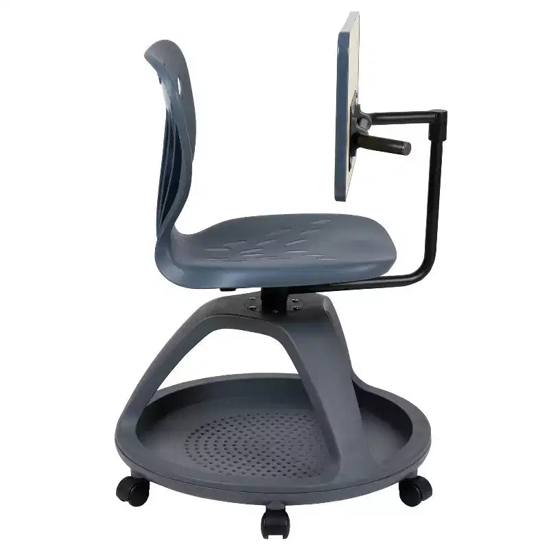 Flash Furniture Laikyn Chaise de bureau mobile gris foncé avec rotation de tablette à 360 degrés et rangement sous l'assise