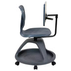 Flash Furniture Laikyn Chaise de bureau mobile gris foncé avec rotation de tablette à 360 degrés et rangement sous l'assise