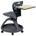Flash Furniture Laikyn Chaise de bureau mobile gris foncé avec rotation de tablette à 360 degrés et rangement sous l'assise