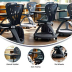 Flash Furniture Laikyn Chaise de bureau mobile gris foncé avec rotation de tablette à 360 degrés et rangement sous l'assise