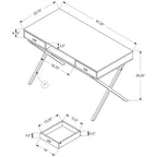Table d'ordinateur portable Monarch Specialties avec tiroirs et étagère ouverte, bureau d'écriture, pieds en métal robustes, 48 po L