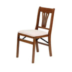 Ensemble de 2 chaises pliantes de salle à manger MECO Stakmore Urn en bois massif de qualité supérieure avec siège rembourré en tissu, couleur Fruitwood/Blush