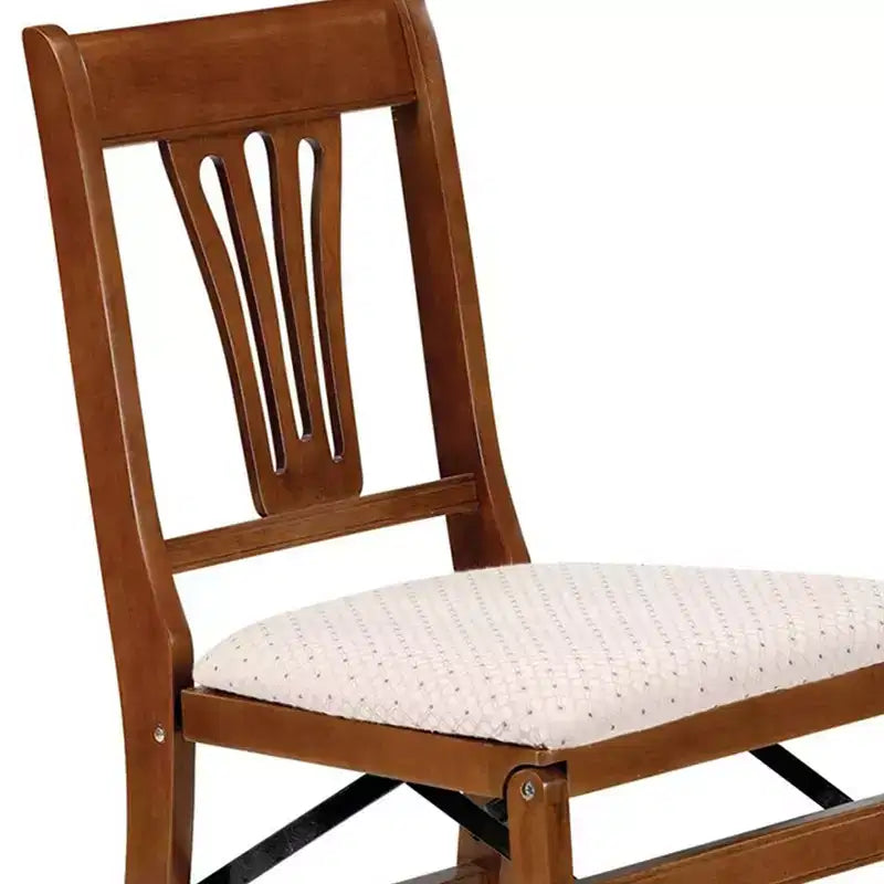Ensemble de 2 chaises pliantes de salle à manger MECO Stakmore Urn en bois massif de qualité supérieure avec siège rembourré en tissu, couleur Fruitwood/Blush