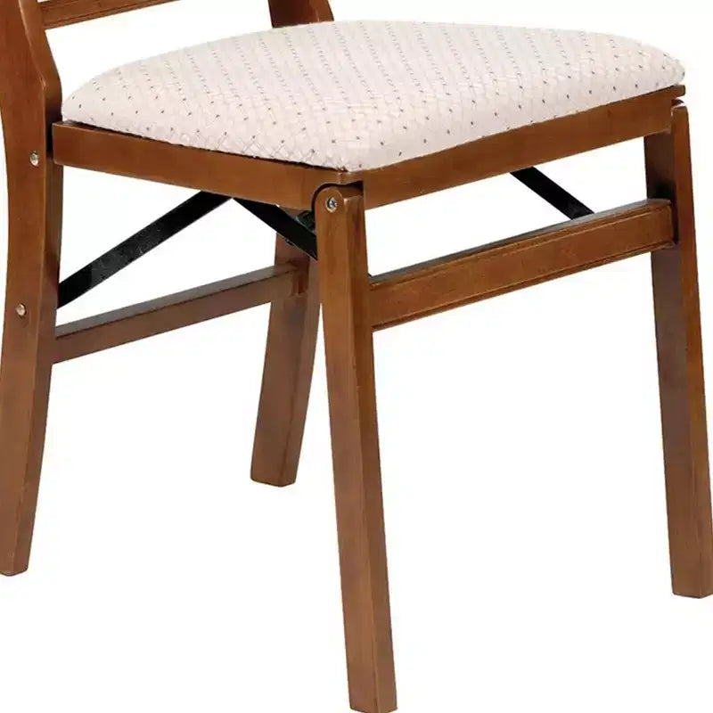 Ensemble de 2 chaises pliantes de salle à manger MECO Stakmore Urn en bois massif de qualité supérieure avec siège rembourré en tissu, couleur Fruitwood/Blush
