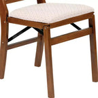 Ensemble de 2 chaises pliantes de salle à manger MECO Stakmore Urn en bois massif de qualité supérieure avec siège rembourré en tissu, couleur Fruitwood/Blush