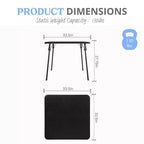 Emma et Oliver Table Pliante Noire avec Dessus de Table en Vinyle – Table de Jeu – Table Portable