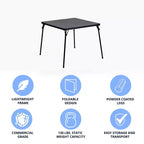 Emma et Oliver Table Pliante Noire avec Dessus de Table en Vinyle – Table de Jeu – Table Portable