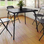 Emma et Oliver Table Pliante Noire avec Dessus de Table en Vinyle – Table de Jeu – Table Portable