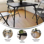 Emma et Oliver Table Pliante Noire avec Dessus de Table en Vinyle – Table de Jeu – Table Portable